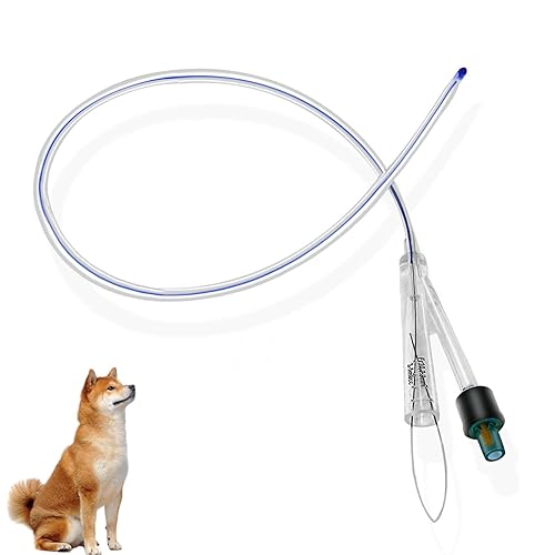 Dog Urinary Catheter – Dual-Lumen Catheter with Metal Guide Wire, Premium Silicone Urinary Catheter for All Dog Breeds (6Fr, Ø 2.0mm, L 32cm)-5PCS - Poueer