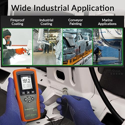Digital Professional Coating Thickness Gauge Industrial-818 Paint Meter for Fe/NFe with Measuring Range: 0-197 mils | Resolution 0,001 mils - Poueer