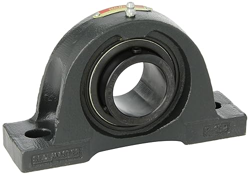 Sealmaster NP-28 Pillow Block Ball Bearing, Non-Expansion Type, Normal-Duty, Regreasable, Setscrew Locking Collar, Felt Seals, Cast Iron Housing, 1-3/4' Bore, 2-1/8' Base to Center Height, 5-3/4' Bolt Hole Spacing Width - Poueer