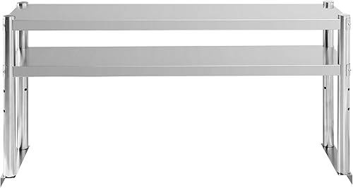 Stainless Steel Double Overshelf 30''L x 12''W Commercial 2 Tier Overshelf, Height Adjustable Overshelf for Prep Work Table in Kitchen, Restaurant - Poueer