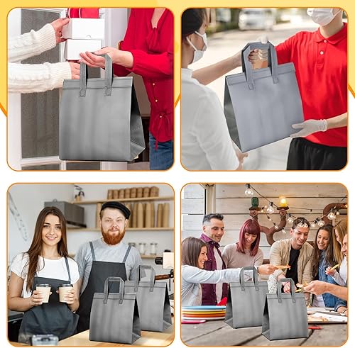 Hushee 200 Pcs Insulated Take out Bags Bulk Thermal Insulation Take Away Bags Disposable 10.24x11.02x6.69 Inch for Grocery Lunch Hot Cold Frozen Food Delivery Shipping Cooler(Black) - Poueer