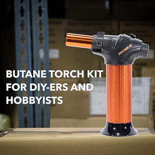 Pro-Torch (PT-520CR) | Heavy-Duty Butane Blow Torch with Water-Resistant Piezo Electronic Ignition | Butane Refill Torch Lighter, Soldering Tool, Culinary Brazing, Welding, and Grill Lighter - Poueer