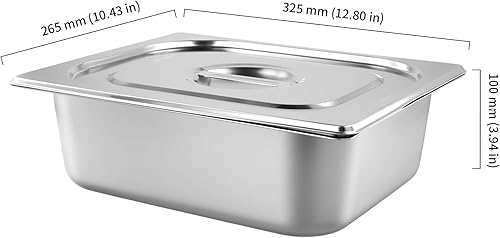 HOIGON 4 Pack 1/2 Size Steam Table Pan with Lids, 4 Inch Deep Stainless Steel Hotel Pan, Anti-Jam Steam Pan Half Size Hotel Pans for Buffet, Restaurants, Catering - Poueer