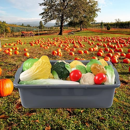 32 L Large Bus Tubs, Plastic Commercial Utility Bus Box, Gray, 4-Pack - Poueer