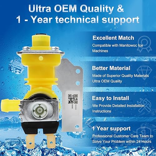 000009122, 000008484, 33129030, IH9122 Upgrade Water Inlet Valve Kit Compatible with Manitowoc Ice Machines, 220/240V 50/60Hz 6W, Fits I, IB, ID, IR, IY, K, QR, QY, S, SD, SR, SY Series Machines - Poueer