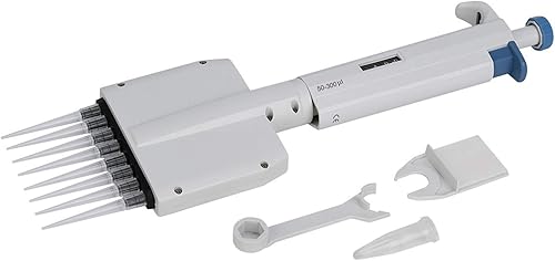 8‑Channel Pipette 50‑300μl Pipettor Multichannel Pipette Vraiable Volume Mechanical Pipette Manual Adjustable Pipet Laboratory Tool - Poueer
