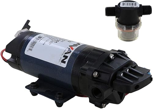 Delavan 7812-301 PowerFlo 12V Demand Diaphragm Pump with Shurflo 255-568 Strainer (Bundle, 2 Items) - Poueer