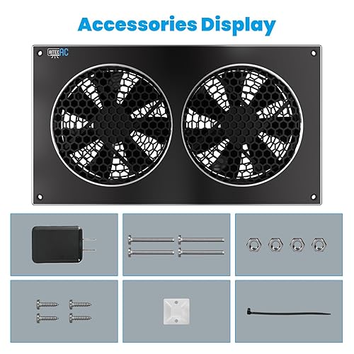 12' USB Quiet Cabinets Cooling Fan System with Smart Controller, for Home Theater AV Cabinets,Plant House, pet Kennel - Poueer