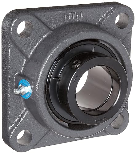 NTN UELFU207-107D1 Light Duty Flange Bearing, 4 Bolts, Eccentric Lock, Regreasable, Contact and Flinger Seals, Cast Iron, 1-7/16' Bore, 3-5/8' Bolt Hole Spacing Width, 4-21/32' Height - Poueer