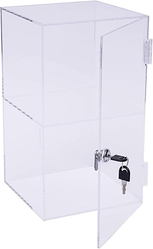 Clear Acrylic Display Case with Lock for Collectibles Countertop Display Dustproof Protection Showcase for Action Figures, Toys, Jewelry, 2 Layers - Poueer