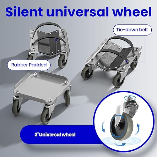 Snowmobile Dolly Sets Heavy Duty V-Slide with 3' PP/TPR Swivel Casters and Rubber Pad Protecting Skis 1500 lbs Capacity(Gray) - Poueer