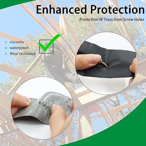 Butyl Joist Deck Tape, 2' X 50' Deck Joist Tape Waterproof Flashing Tape, Weather Resistance Self-Adhesive Joist Tape Decking for Deck Joist Beams Protection(12 Rolls) - Poueer