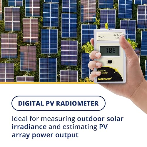 Model 10.0 Global Solar Power Meter, Digital PV Radiometer, Effective Solar Panel Tester, Accurate Solar Irradiance Meter, Measures from 400 to 1100 nm, from 0-1999 W/m² - Poueer