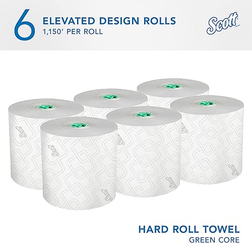 Scott Professional Pro Hard Roll Paper Towels, Bulk (43959), Absorbency Pockets, White, for ScottBrand Blue Core Dispensers (6 Rolls at 900' Each, 5,400'/Case) - Poueer