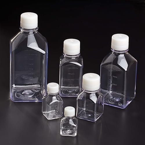 Celltreat 230764 500mL Media Bottle, Square, PETG, Bulk, Sterile - Poueer