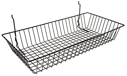 Only Garment Racks 5624BLACK (6) Only Garment Racks - Set of (6) Baskets Designed for Gridwall, Slatwall and Pegboard - Black Finish - Dimensions: 24'L X 12'D X 4'H - Lot of 6 Baskets - Poueer