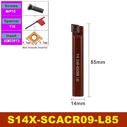 1Pcs S14X S16X SCACR SCBCR SCMCN SCACL SCBCL 06 09 L35 L45 L55 L65 L75 L85 L95 12mm 14mm 16mm CNC Turning Tools Toolholder Bar(S14X-SCACR09-L65) - Poueer