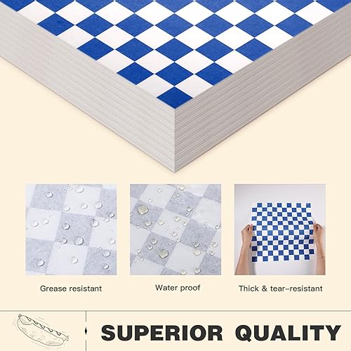 Colarr 1000 Pcs Waxed Paper Sheets Bulk 15 x 15 Inch Large Sandwich Wrapping Papers Checkered Deli Food Basket Liners for Burgers Bread Restaurant Barbecue Picnic(Red) - Poueer