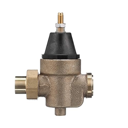 Watts LFN45B Series 3/4' Lead-Free Cast Copper Silicon Alloy Water Pressure Reducing Valve, Double Union Solder Inlet and Outlet, Elastomer Disc, Adjustable Pressure 25 to 75 psi, Maximum 400 psi - Poueer