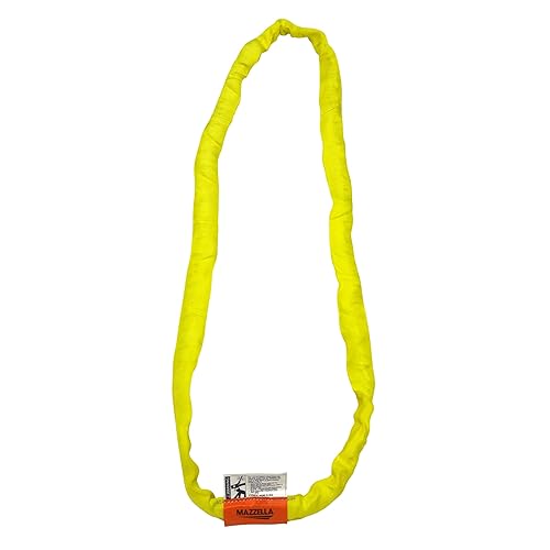 Mazzella 12' Long Single-Path Round Sling, 8,400 lbs. Vertical WLL, Color - Yellow - Poueer