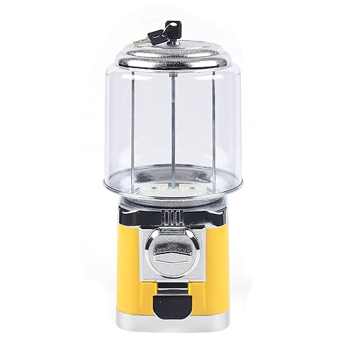 25-Cent Candy Vending Machine with Alloy Shell, PC Transparent Panel, 600 Coin Capacity, Flat Candy Dispenser for Malls, Game Halls, Shops,Blue/Yellow (Blue) - Poueer