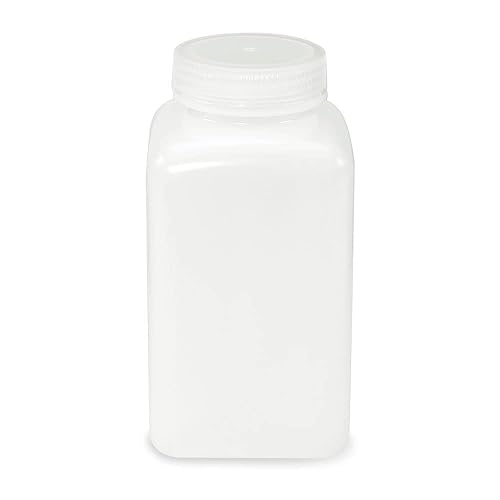 Globe Scientific 7181000 Diamond RealSeal Bottle, Wide Mouth, Square, PP with HDPE Closure, 1000mL, 6/Pack - Poueer