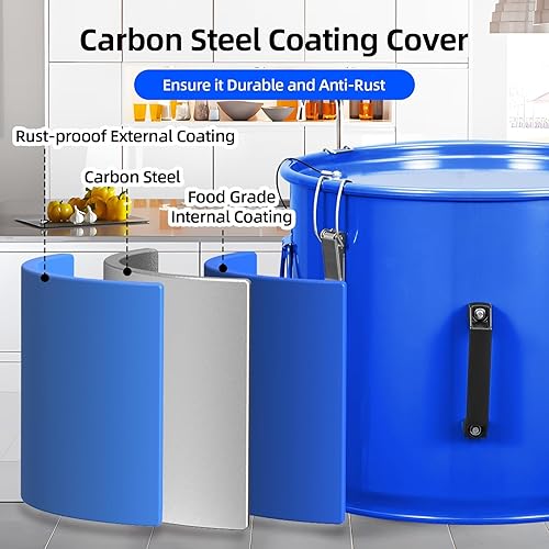 10 Gallon Fryer Grease Bucket Oil Disposal Caddy,Fryer Grease Bucket,With Lid,Food Grade Coating - Poueer