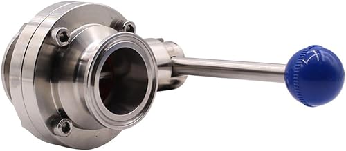 DERNORD 2 Pack 1.5 Inch Tri Clamp Sanitary Butterfly Valve with Pull Handle Stainless Steel 304 Tri Clamp Clover (1.5' Tube OD) - Poueer