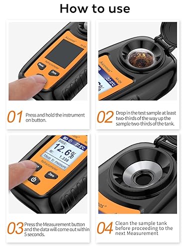 Digital Sugar Brix Refractometer brix Meter Automatic Temperature Compensation Range 0-35%,±0.2% Precision, Perfect for Fruits, Juices, Vegetables, Drinks and Coffee - Poueer