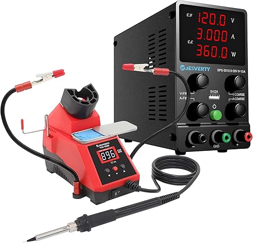 DC Power Supply Variable + 60W Digital Display Soldering Iron Station Kit - Poueer