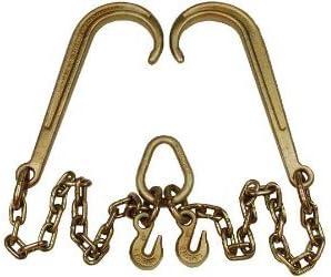 5/16'' J Hook Tow Chain V Bridle 2' Leg Pear Link w/Grab Hooks - Poueer