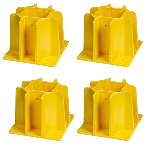 Tie Down Engineering Safety Guard Guardrail Base | Reusable Fall Protection Accessories| 4 pack with Washers & Drill Bit - Yellow - Poueer