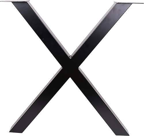 28' Dining Table Legs, X-Shaped Steel Table Legs, Office Table Legs,Computer Desk Legs,Industrial Kitchen Table Legs,Set of 2,Black - Poueer