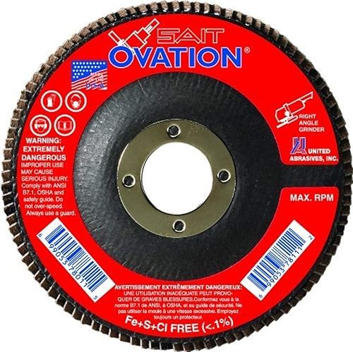 United Abrasives- SAIT 78036 Ovation Flap Disc, 6-Inch by 7/8-Inch, 40 Grit, 10-Pack - Poueer