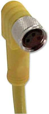 TURCK PKW 3M-6 Cordset, Right Angle M8 Female 3 pos to Cut-end, Yellow, 3x24AWG 6m, PVC 4A 125VAC/DC - Poueer