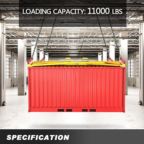 10Ft Chain Sling 5/16 Inch X 10 FT with 4 Leg Grab Hooks Adjustable Lift G80 Alloy Steel Engine Chain Sling for Lifting 5 Ton Capacity - Poueer