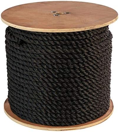 GWP 3/4' x 600' 3 Strand Black Polypropylene Rope (7,650 lbs. Tensile Strength) Various Sizes in Listing - Poueer