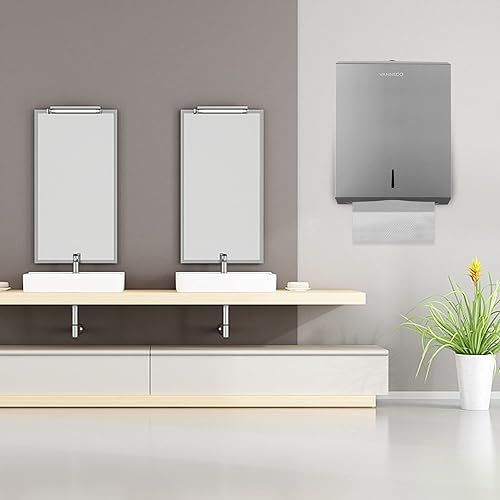 Paper Towel Dispenser, Commercial Stainless Steel Tri-fold/Multi-fold/C-Fold Paper Towel Holder Wall Mount Key (Gold) - Poueer