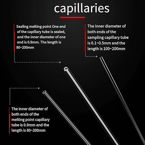 WEAREONE The Melting Point of The Capillary Tube with Glass Point Pipette for Scientific Research is 0.1mm/0.3mm/ 0.4mm/0.5mm/0.9mm (Fusing Point (One end Closed), 0.9mm*1.1mm*100mm (500 PCS)) - Poueer