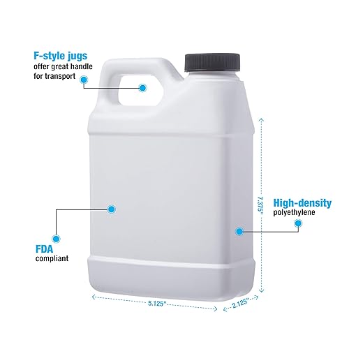 Consolidated Plastics Rectangular F-Style Bottle with Cap, HDPE, White, 32oz, 12 Piece - Poueer