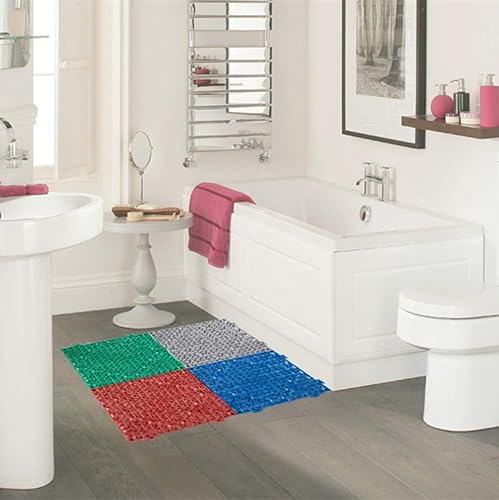 12 Pack Modular Interlocking Cushion 11.5' x 11.5' Mat Floor Tile Mats Drain Pool Patio Balcony Yard Pet Area Washer Pad(Green) - Poueer