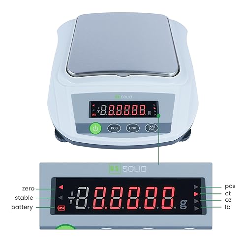 U.S. Solid Digital Lab Scale 2000g/4.4lb x 0.01g - Precision Analytical Balance Kitchen Jewelry Scientific Weighing - AC/DC Power - Poueer