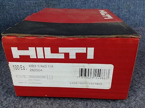 Hilti KWIK Bolt 3 Expansion Anchor - Carbon Steel - KB3 1/4' x 3-1/4' - 282504- Box of 100 - Poueer