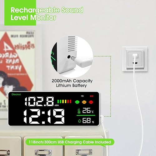 Precision Sound Level Meter, BTMETER Digital Decibel Tester for 30~130 dB Noise Volume Measurement with A/C Fast/Slow Weighting, Large Backlight Display BT-882A Decibel Reader - Poueer
