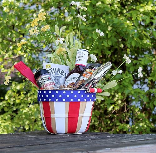 Cornucopia Brands Round Wooden Baskets (4-Pack, Natural); Wood Fruit Buckets w/ Handle, 4-Quart Capacity; 6.1 Inch Tall by 8 Inch Diameter - Poueer