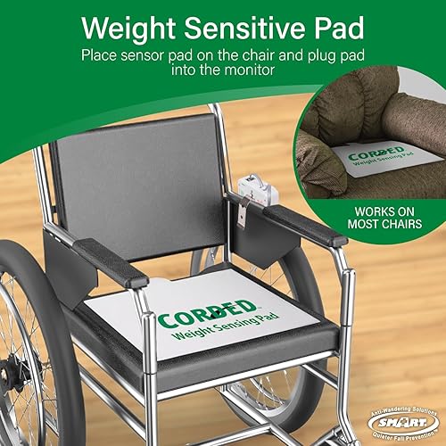Smart Caregiver Chair Exit Alarm with Weight Sensing Pad - Automatically Alert Elderly Motion Detector for Dementia or Alzheimer's - 1 Year Warranty - Poueer