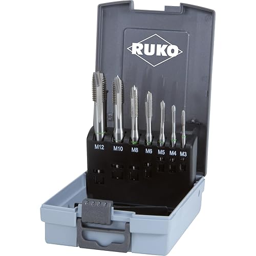 Ruko HSSE-Co 5 Machine Tap Set in Plastic Case, Bright Finish, 7 Pieces, R245061RO - Poueer
