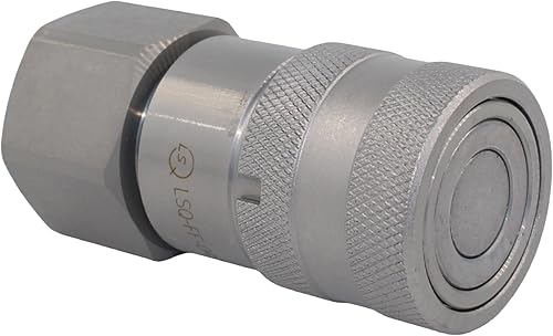 1/2'' NPT Flat Face Hydraulic Quick Connect Coupling Set Skid Steer Loader Quick Disconnect Coupler with Dust Caps ISO12.5 - Poueer