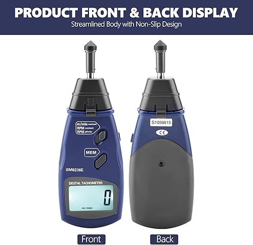 Digital Tachometer DT6236E /Non- Photo Tachometer 5 Digits 18 mm RPM Tach LCD Rotation Meter Gauge Tester - Poueer