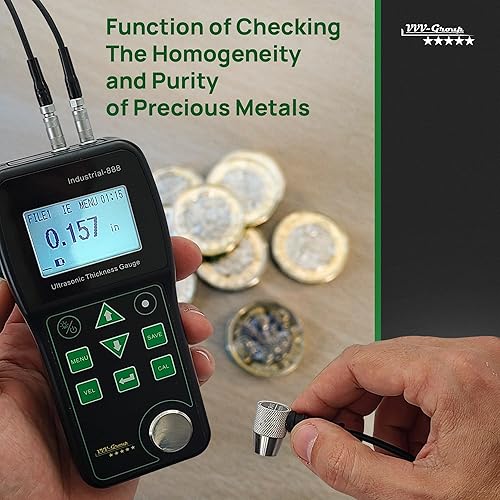 Ultrasonic Thickness Gauge Industrial-888 / Echo-Echo Mode Measure Through Coating up to 19.685mils (500 microns) / Range 0.039-19.685 in (All Material) - Poueer